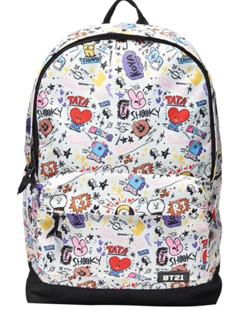 BT21 (BTS) White Multi-Color Teens & Kids Backpack (One Size, Adjustable Straps)